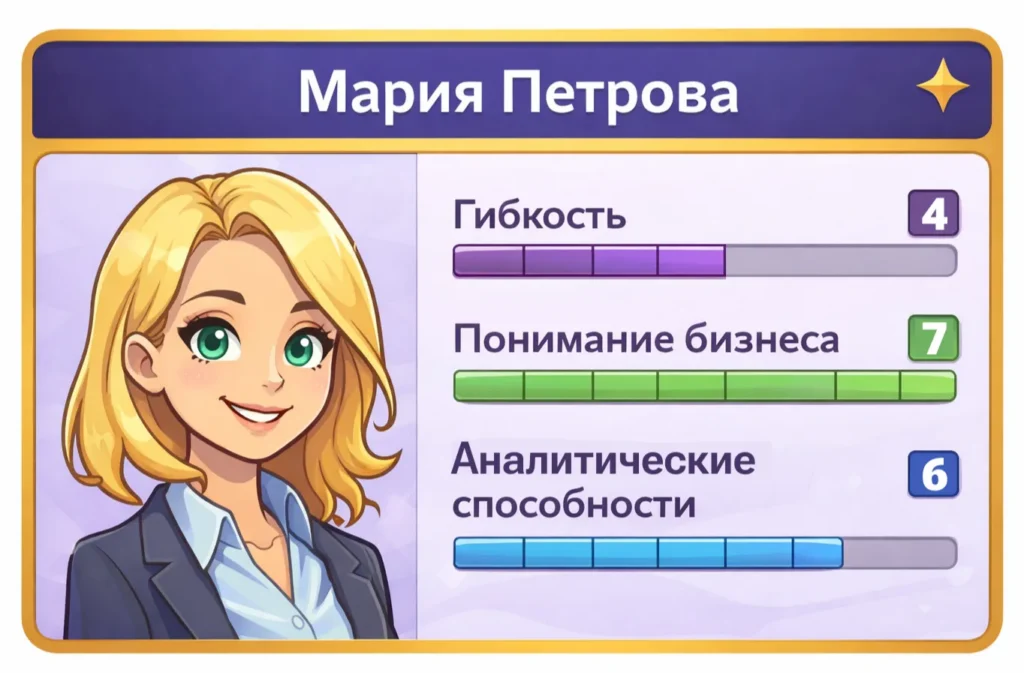 геймификация карточка развития персонажа